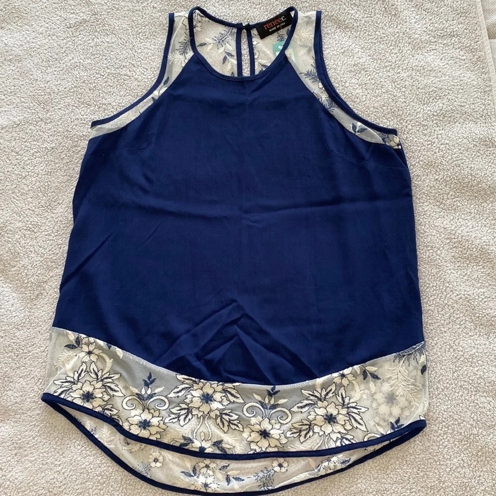 Reneec. kitty Mesh embroidery detail top size XS